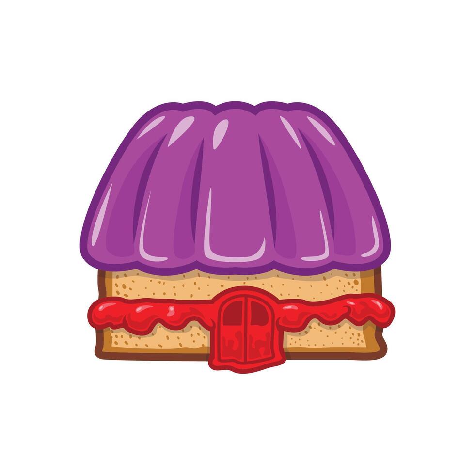 a house made out of bread with peanut butter and jelly vector illustration