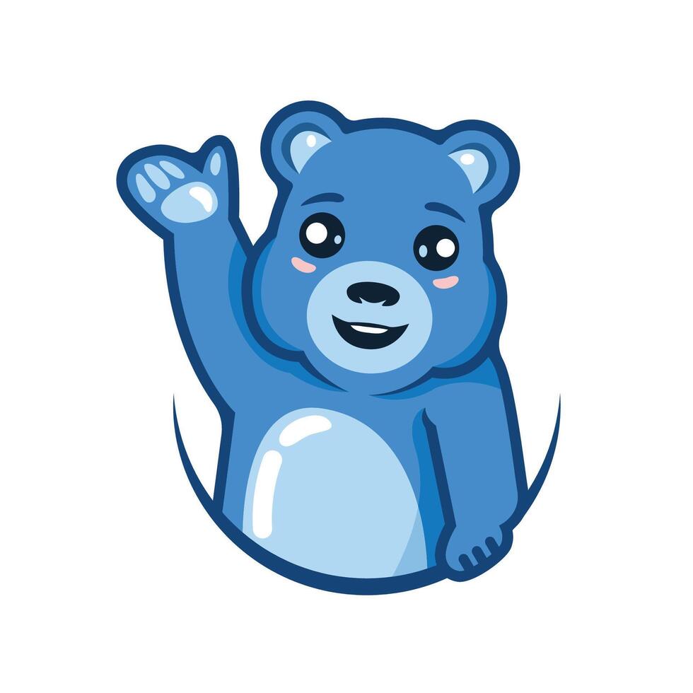 blue bear waving vector illustration