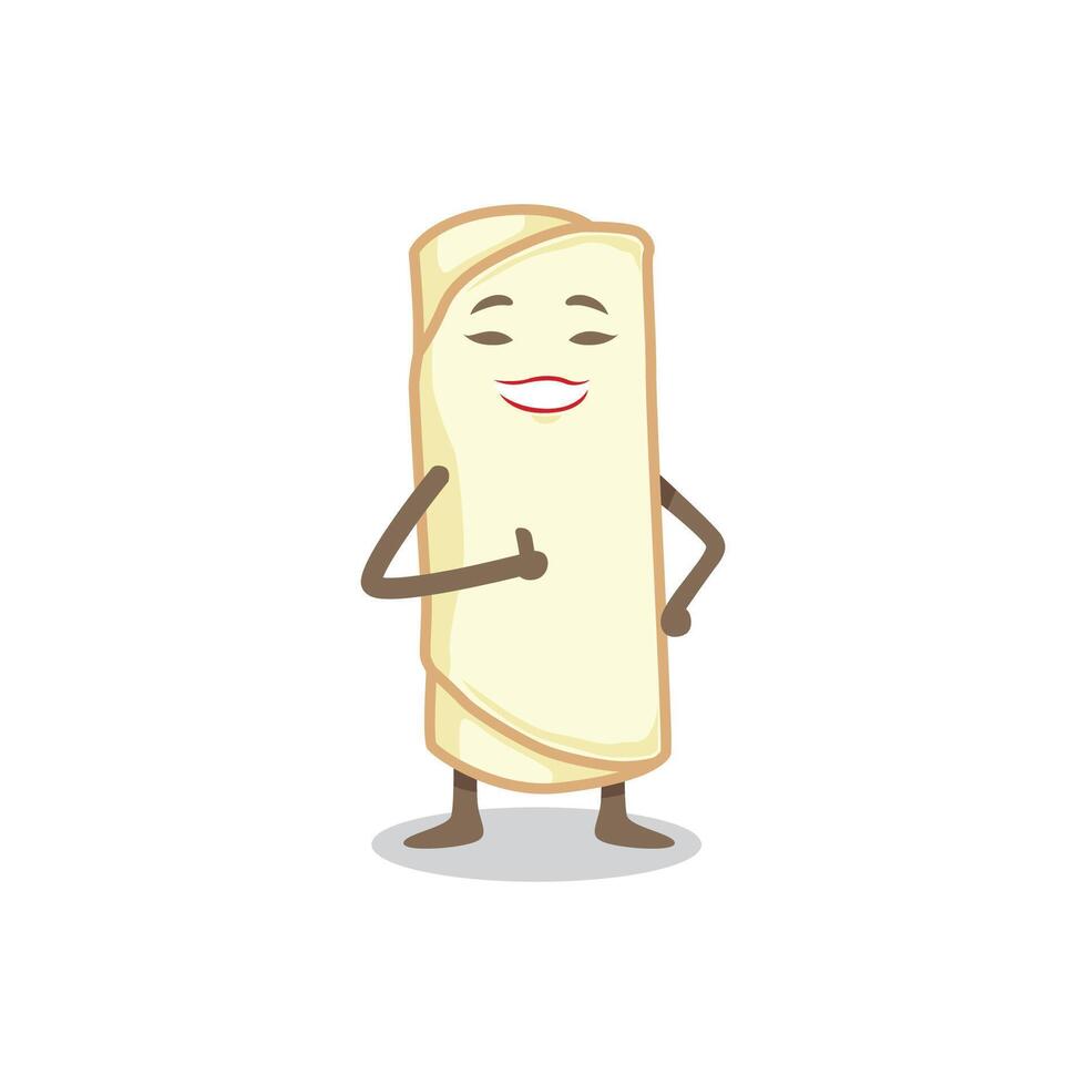 a cartoon of lumpia mascot character vector illustration