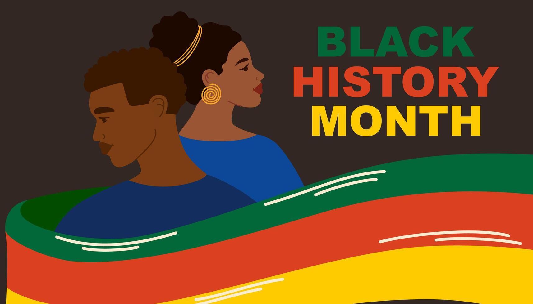 Black History Month. People stand side by side together. African American History. Celebrated annual. Poster, card, banner, background. Vector illustration
