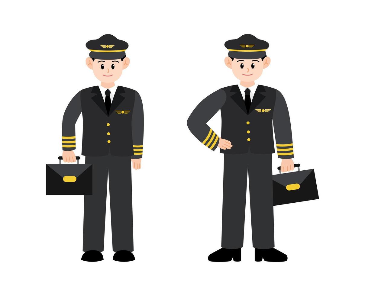 Airplane Pilot Cartoon Character vector