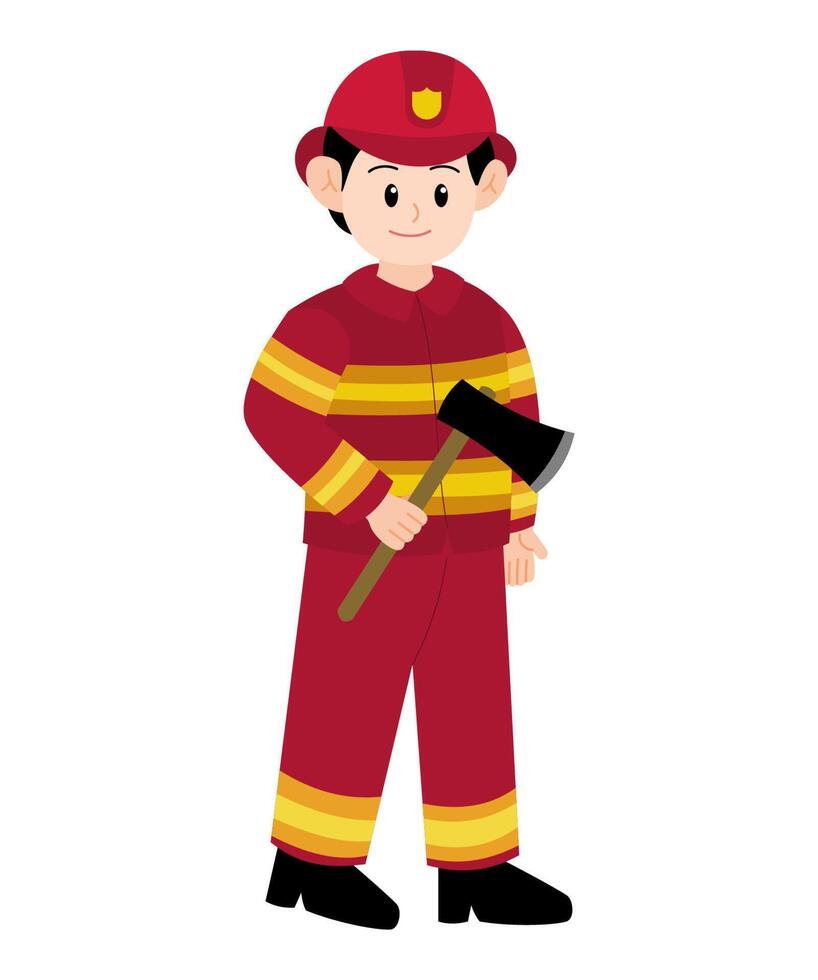 Firefighter Cartoon Character Elements vector