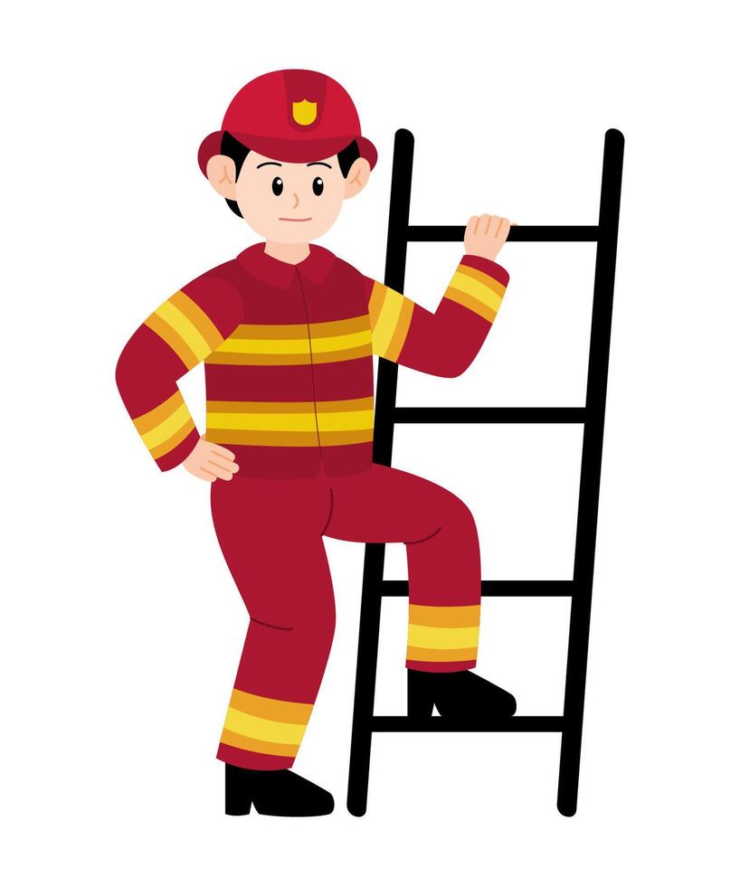 Firefighter Cartoon Character Elements vector