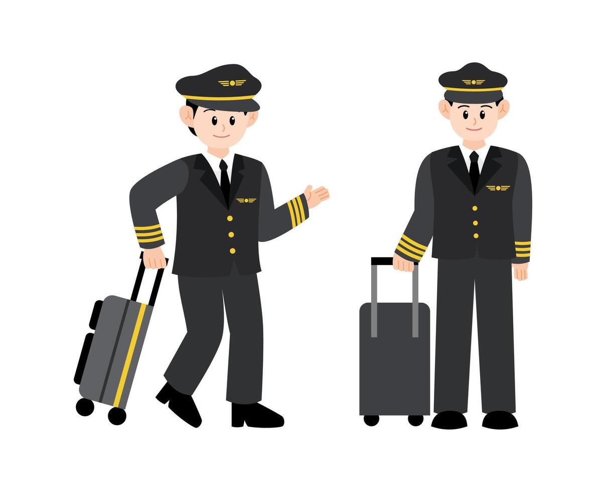 Airplane Pilot Cartoon Character vector