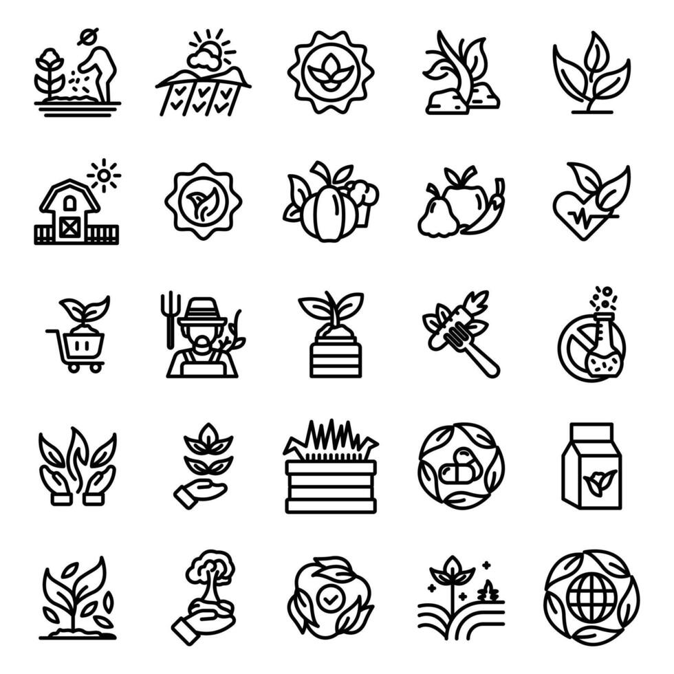 Simple Set of Vector Agriculture Icon Designs. Contains things like Barn, Livestock, Tree Garden and many more. Editable stroke.
