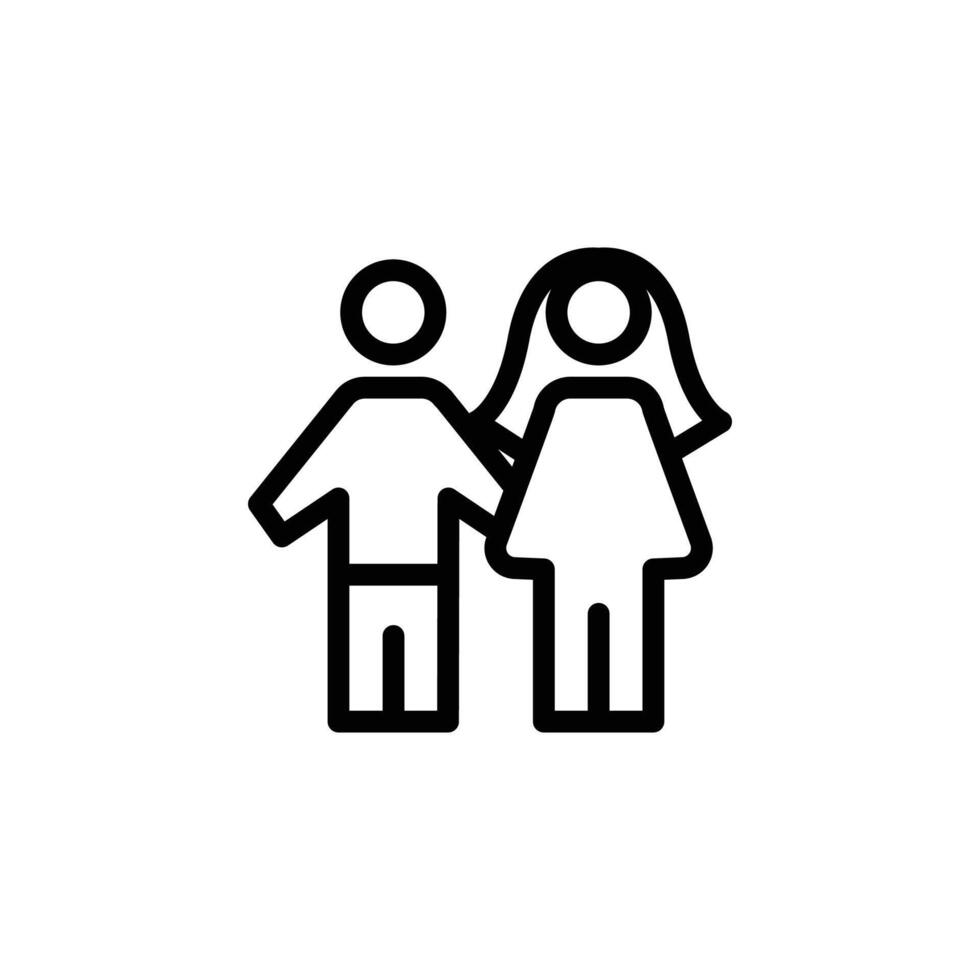 Family, parents and children, outline icon. In line with editable stroke. Icon design with white background. Icon vector