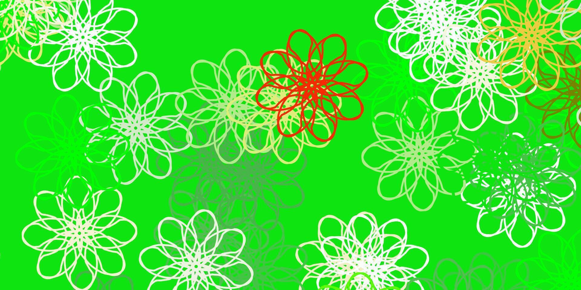 diseño natural del vector verde claro, amarillo con flores.