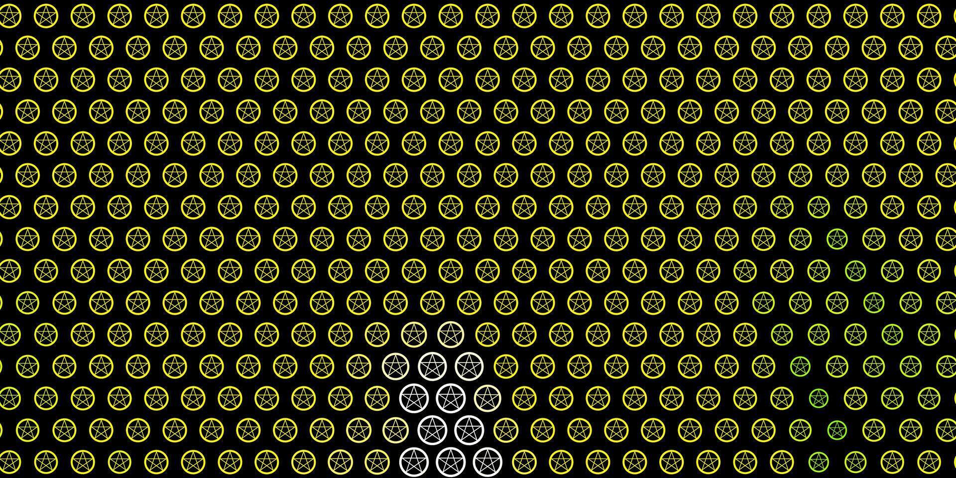 textura de vector verde oscuro, amarillo con símbolos religiosos.