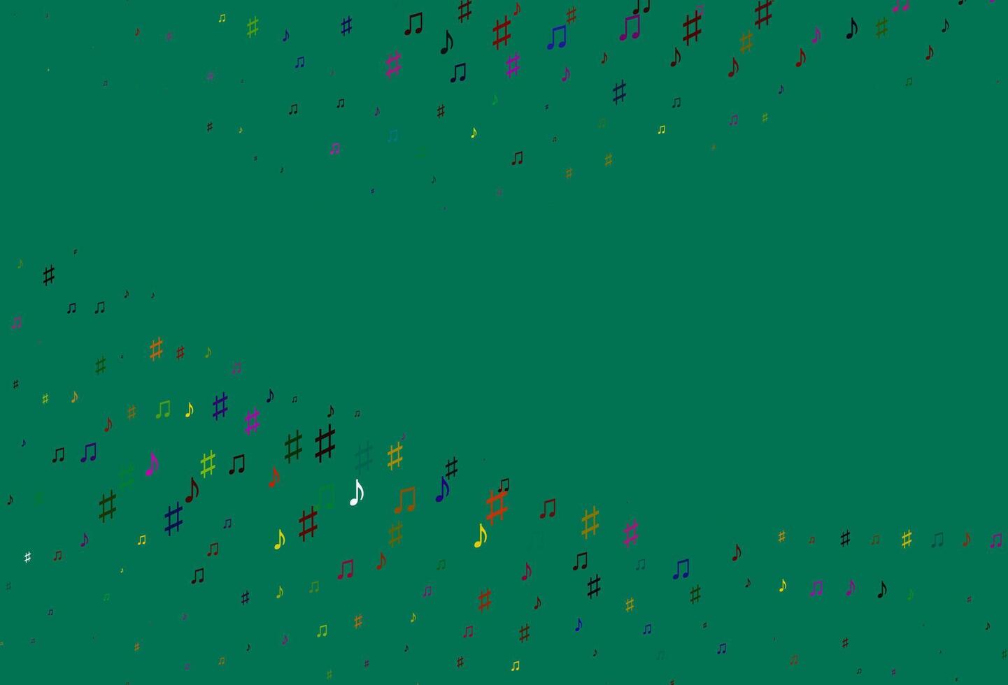 Light Multicolor, Rainbow vector background with music symbols.