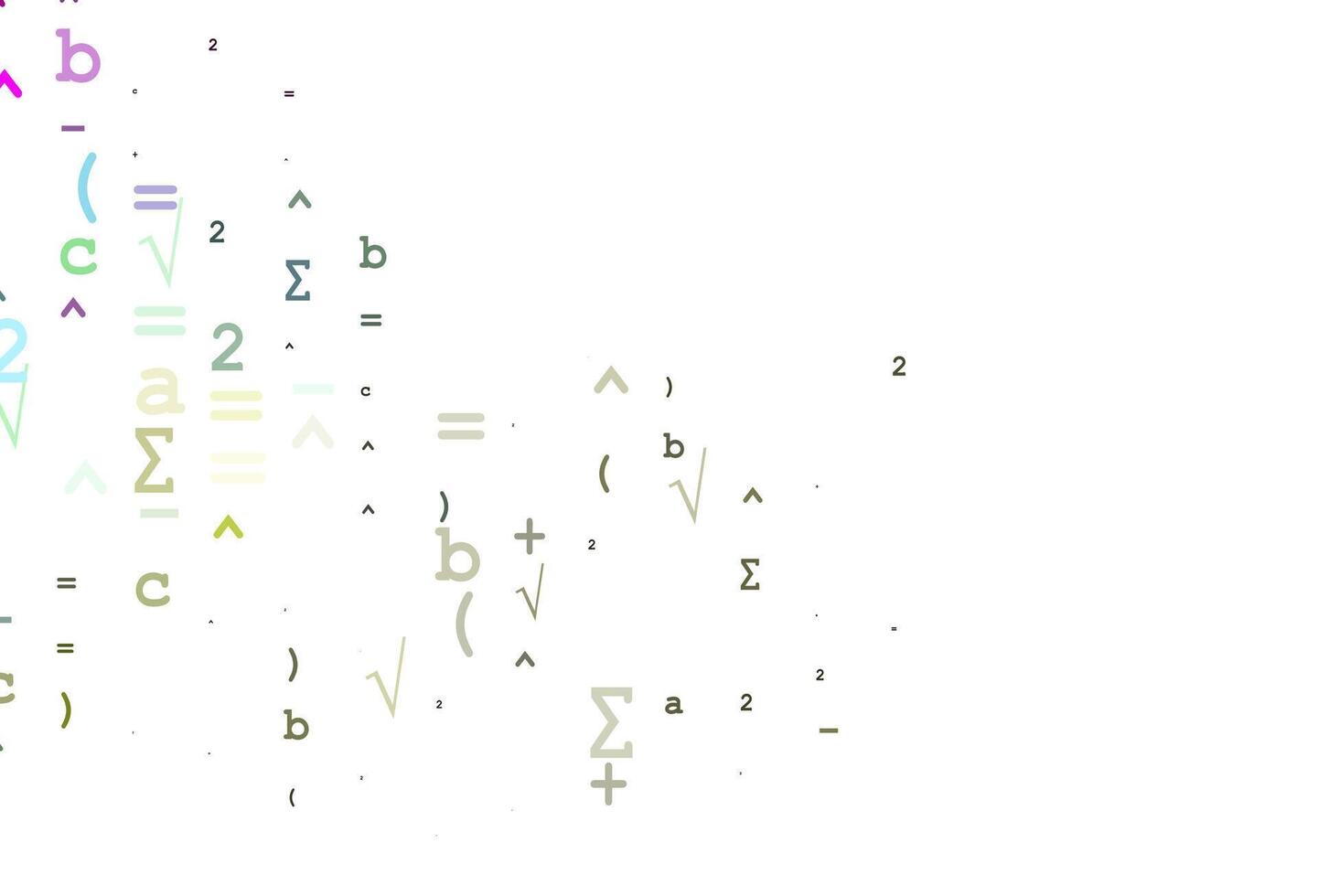 Light Multicolor, Rainbow vector texture with mathematic symbols.