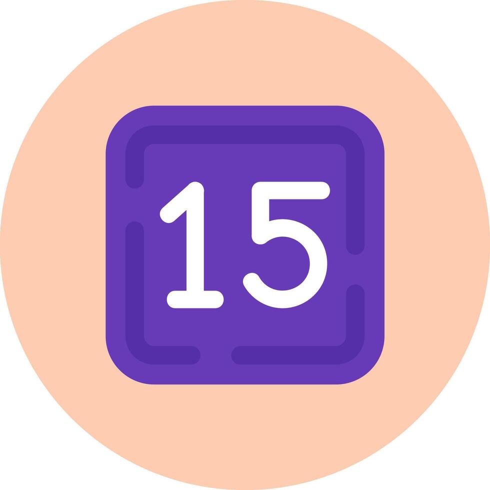 Fifteen Flat Circle Icon vector