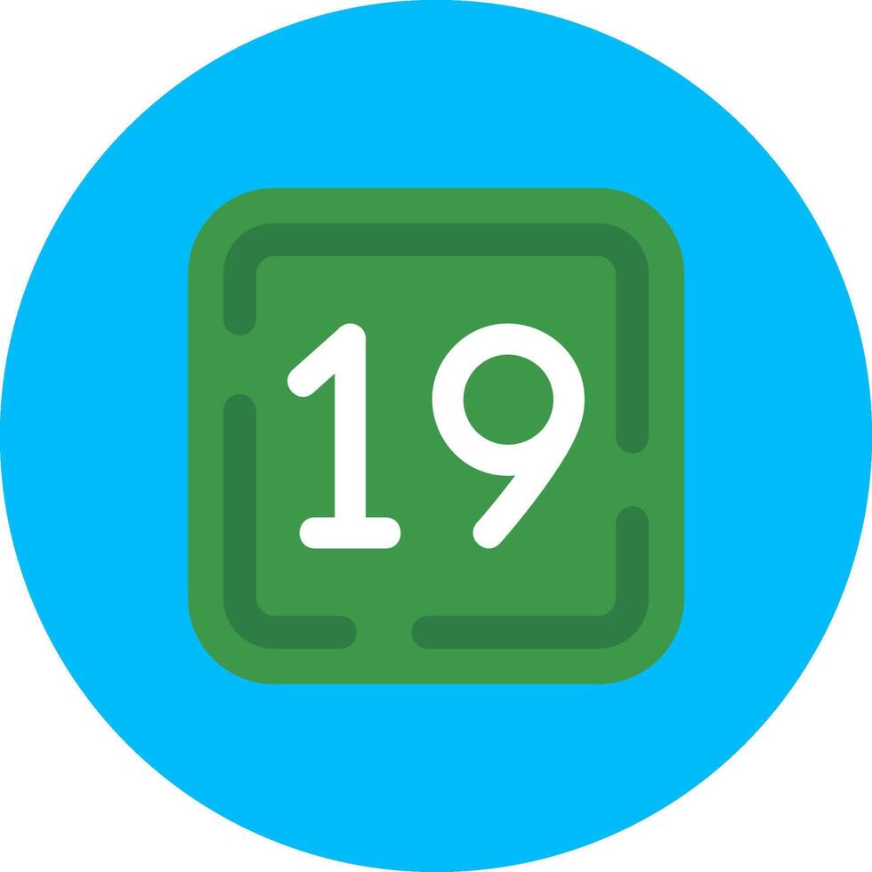 Nineteen Flat Circle Icon vector