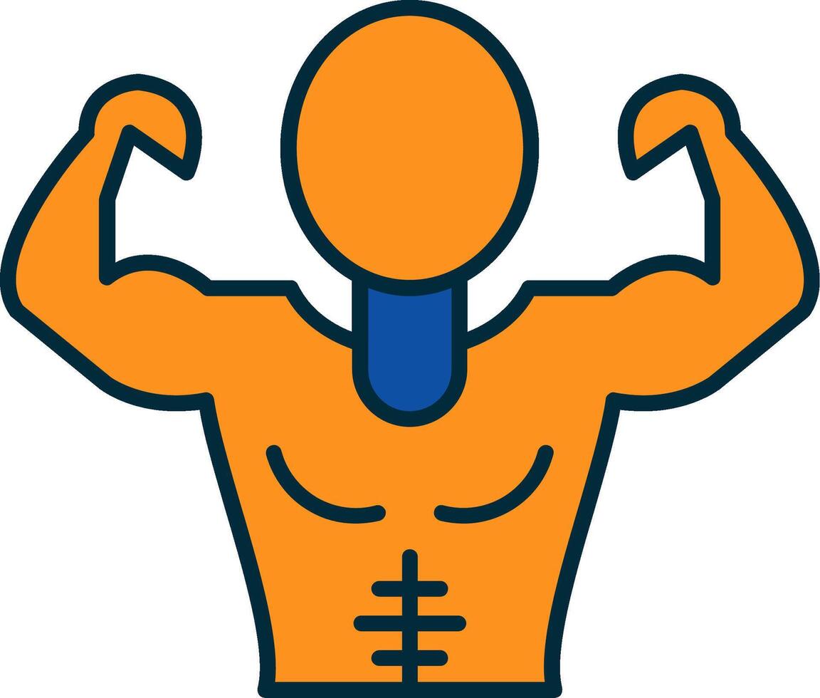 Muscle Man Line Filled Two Colors Icon vector