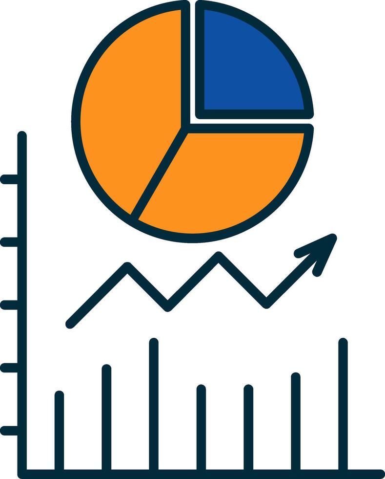 Pie Chart Line Filled Two Colors Icon vector