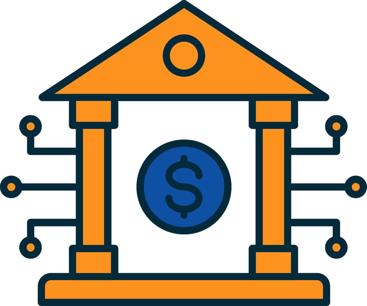 Banking System Line Filled Two Colors Icon vector