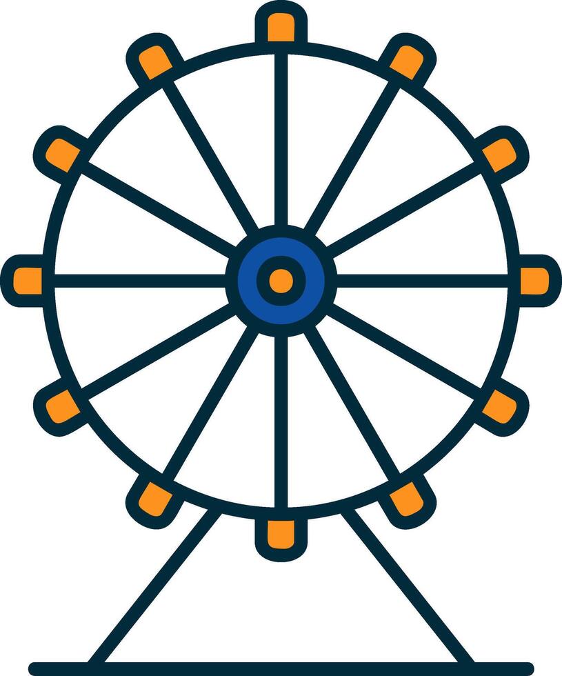 Ferris Wheel Line Filled Two Colors Icon vector