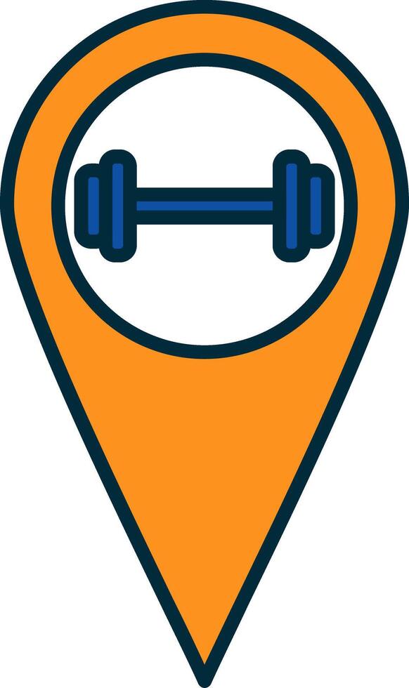 Gym Location Line Filled Two Colors Icon vector