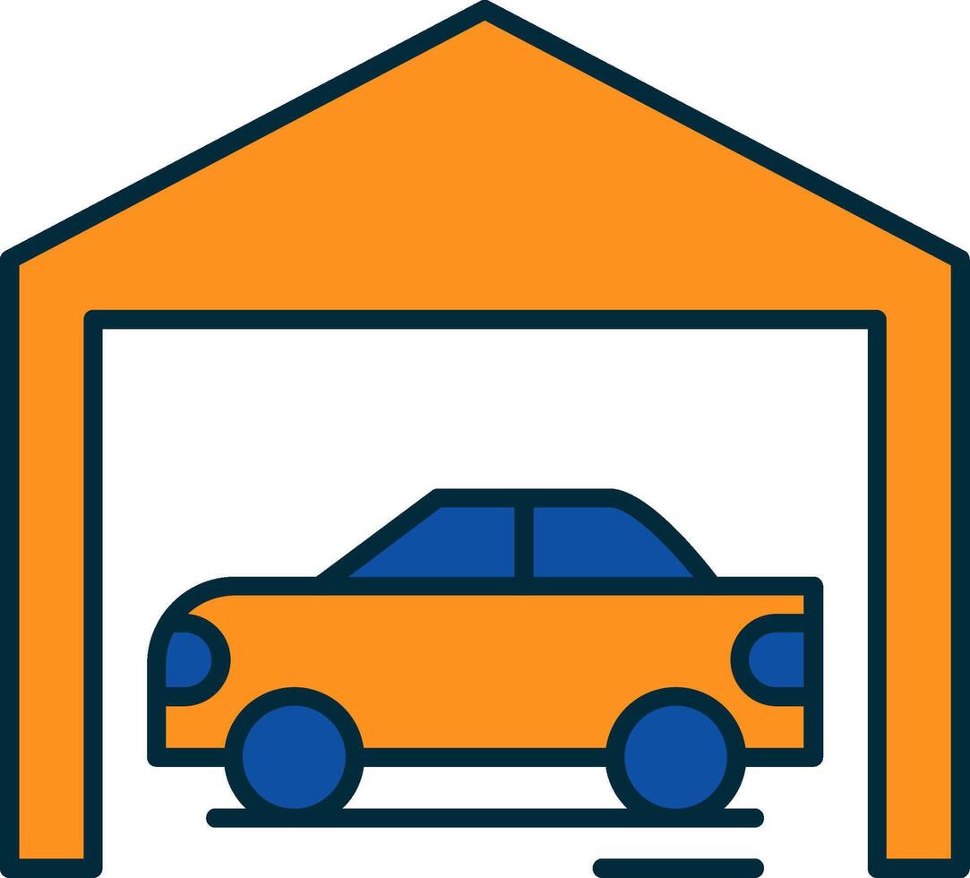 Garage Line Filled Two Colors Icon vector