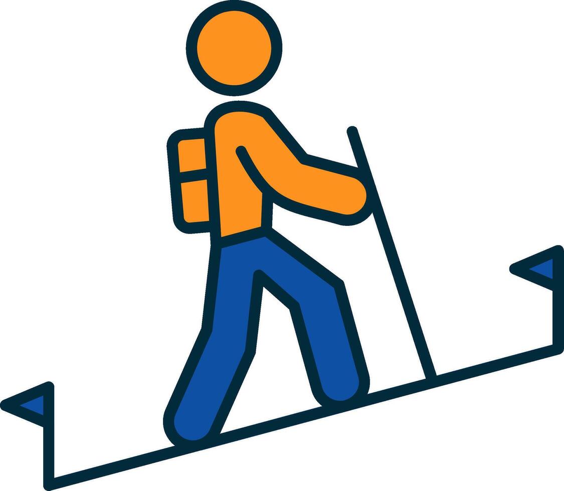 Hiking Line Filled Two Colors Icon vector