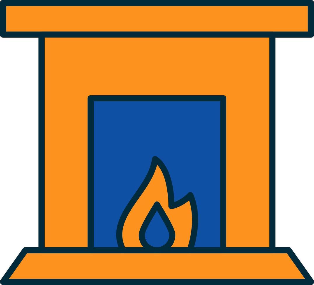 Fireplace Line Filled Two Colors Icon vector