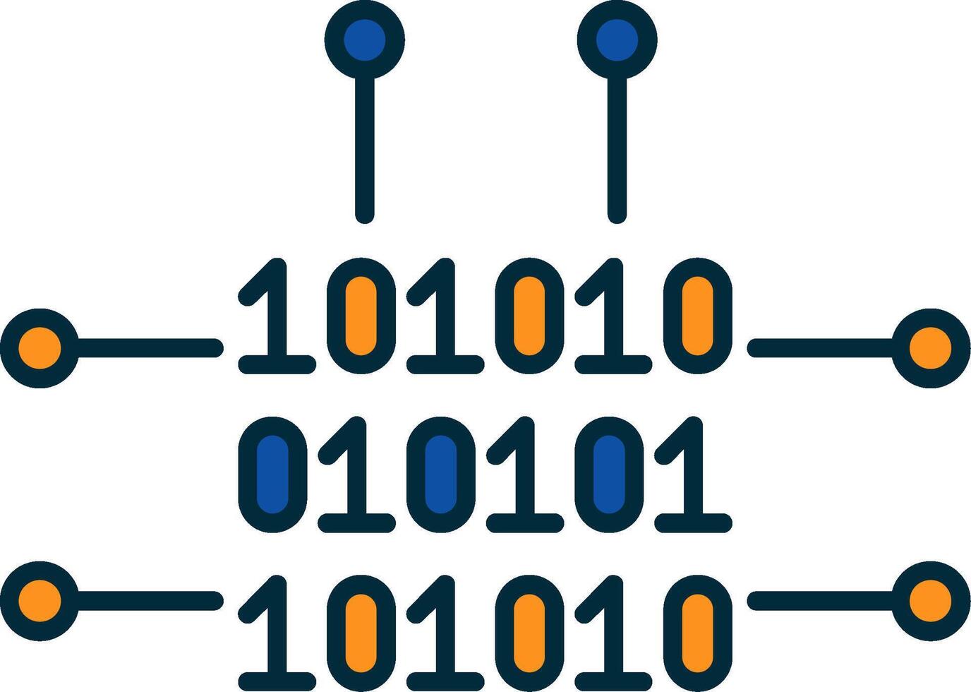 Binary Code Line Filled Two Colors Icon vector