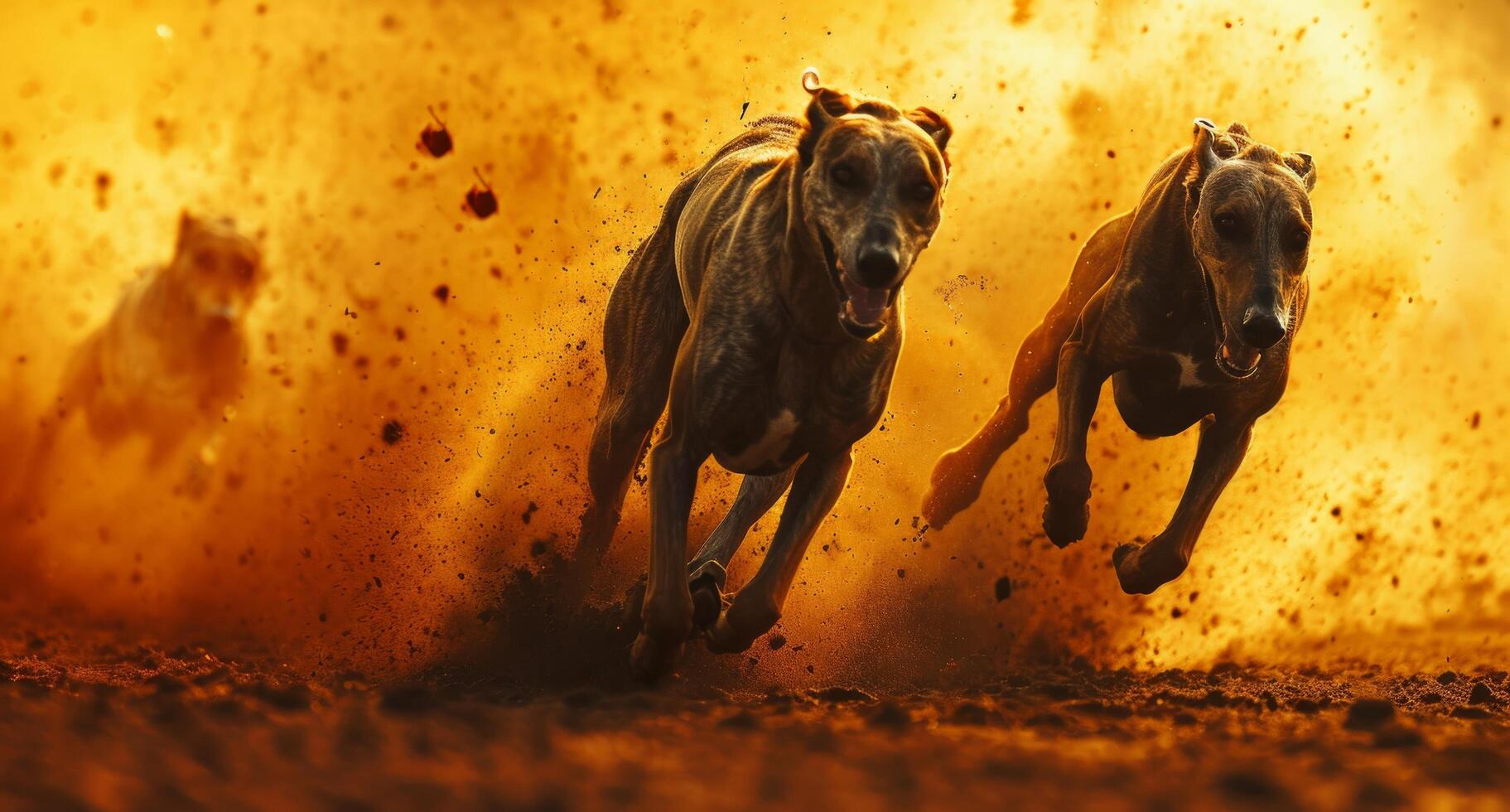 AI generated greyhounds race in a competitive race photo