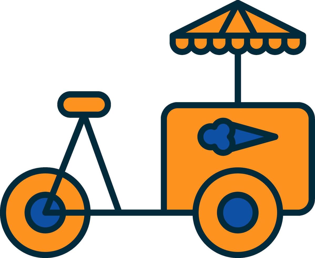 Ice Cream Cart Line Filled Two Colors Icon vector