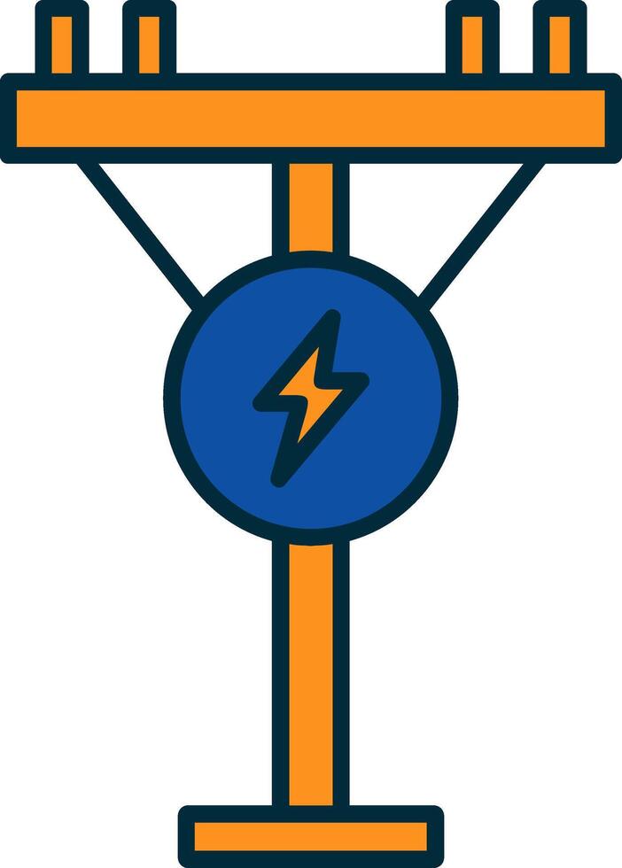 Electric Pole Line Filled Two Colors Icon vector