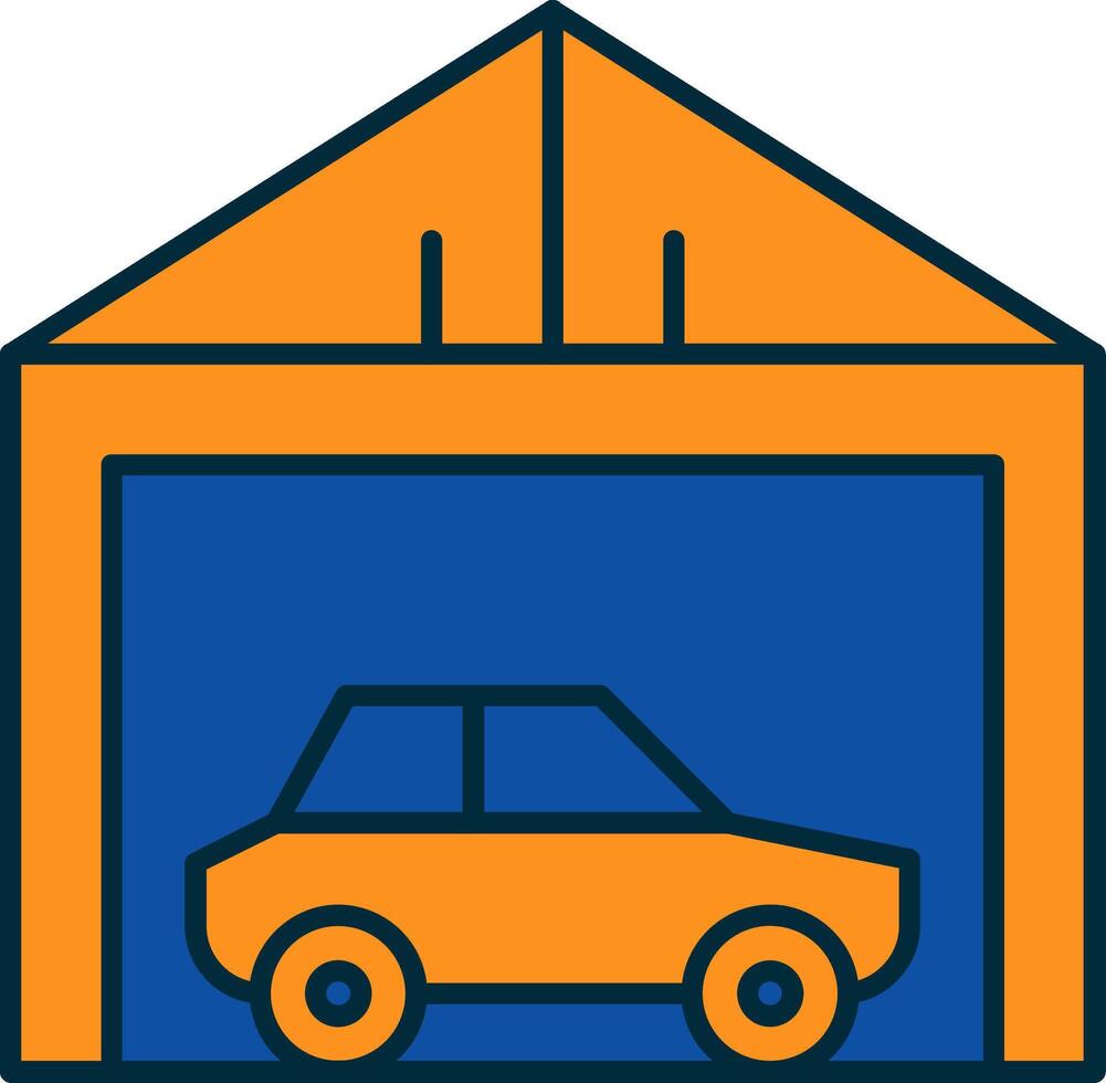 Garage Line Filled Two Colors Icon vector