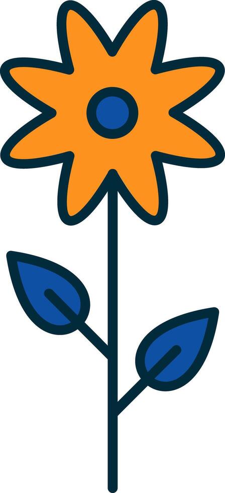 Flower Line Filled Two Colors Icon vector
