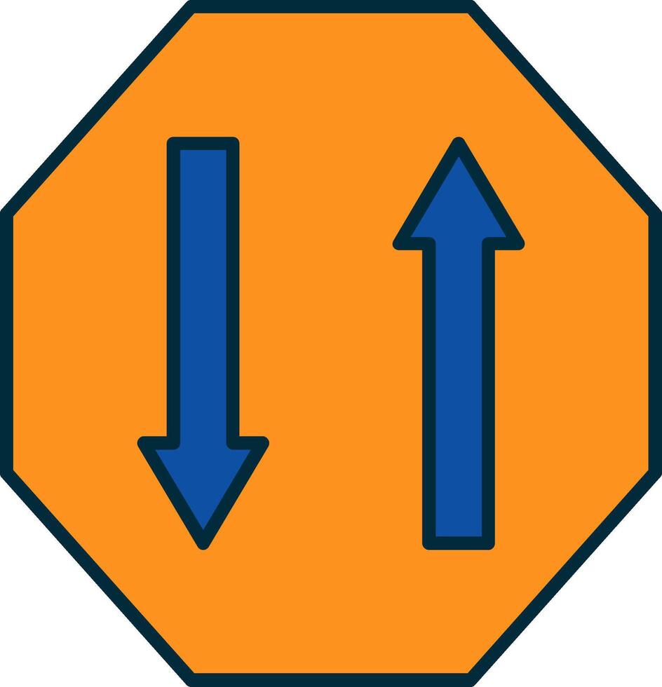 Two Way Line Filled Two Colors Icon vector