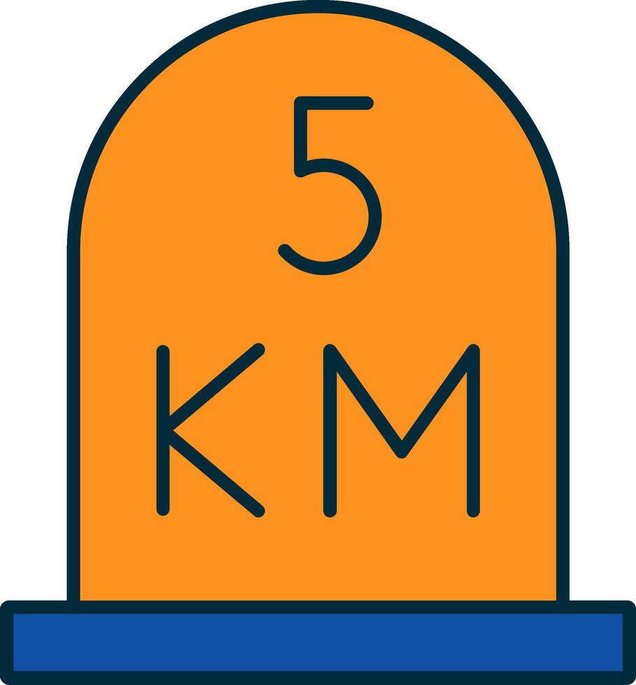 kilometer Line Filled Two Colors Icon vector
