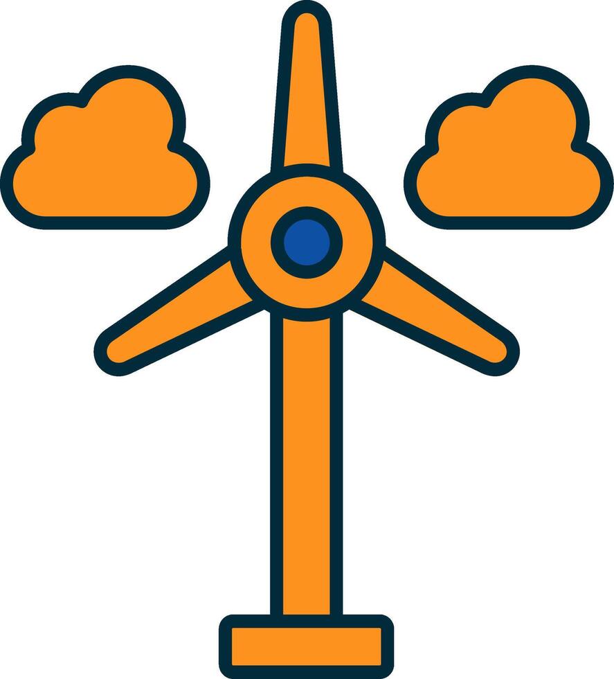 Wind Turbine Line Filled Two Colors Icon vector