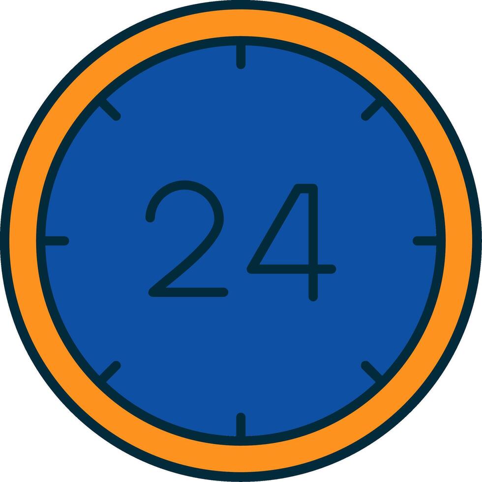24 Hours Line Filled Two Colors Icon vector