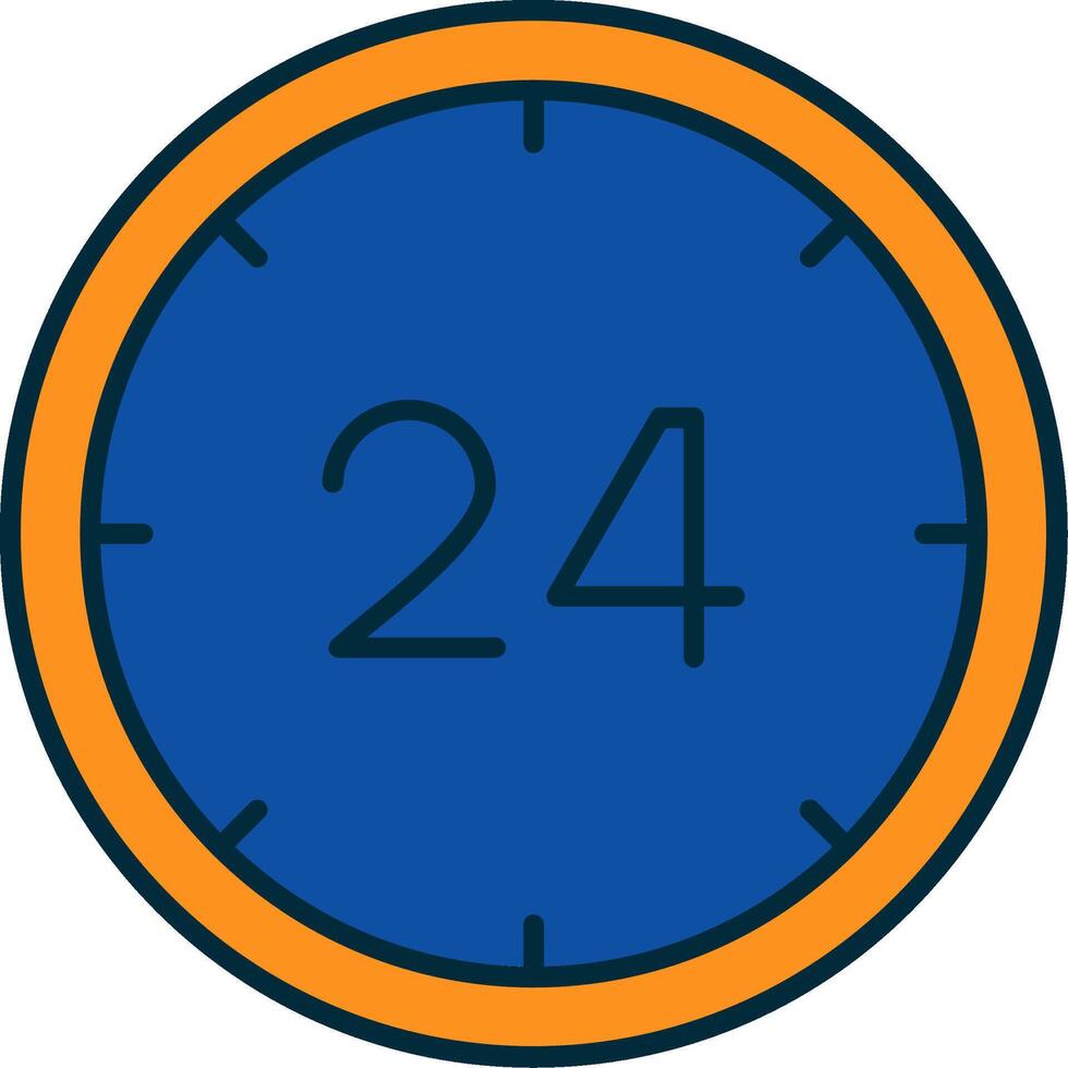 24 Hours Line Filled Two Colors Icon vector