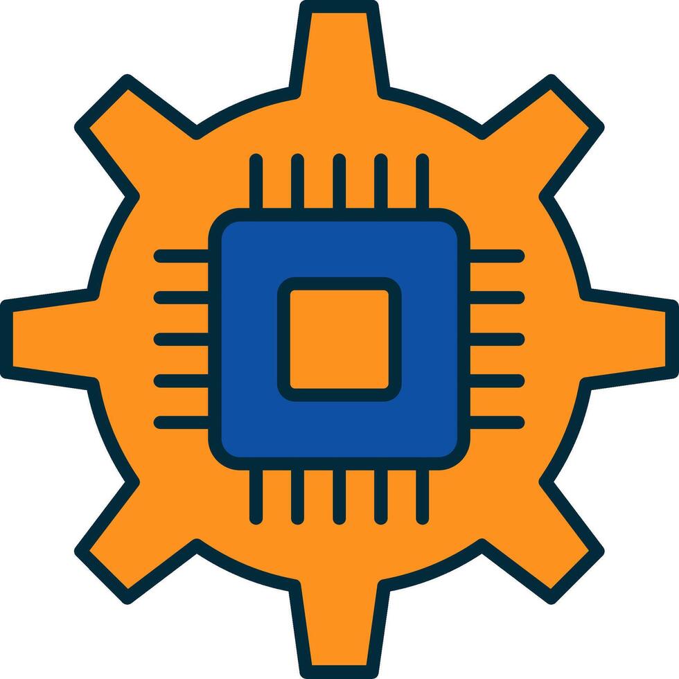 Circuit Line Filled Two Colors Icon vector