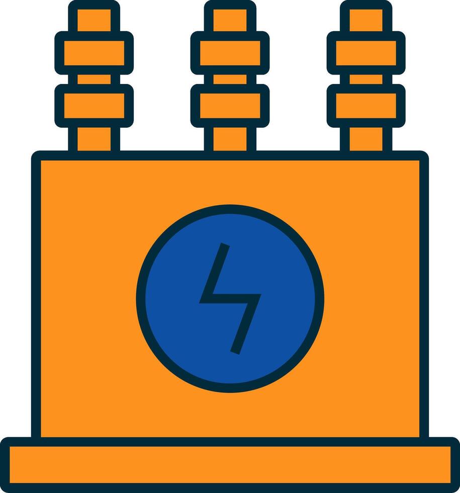 Power Transformer Line Filled Two Colors Icon vector