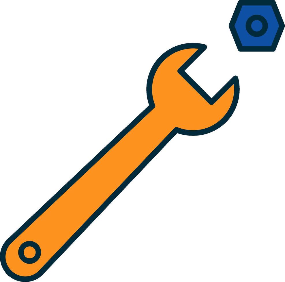 Wrench Line Filled Two Colors Icon vector