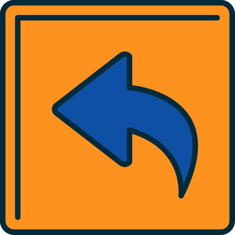 Curved Left Line Filled Two Colors Icon vector