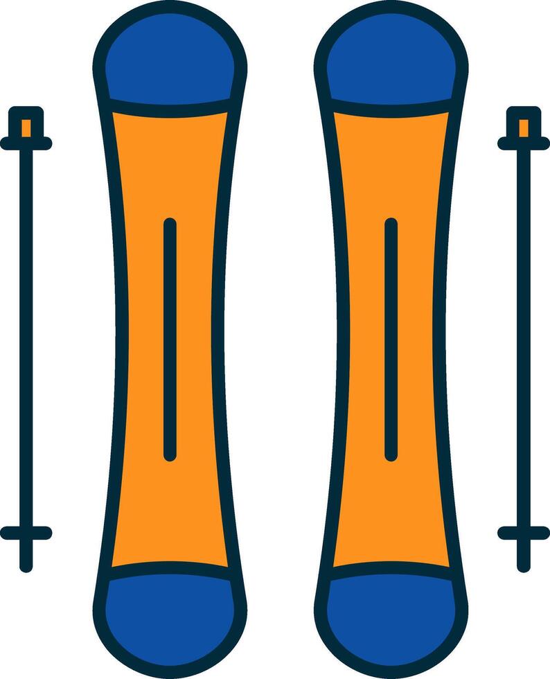 Skiing Line Filled Two Colors Icon vector