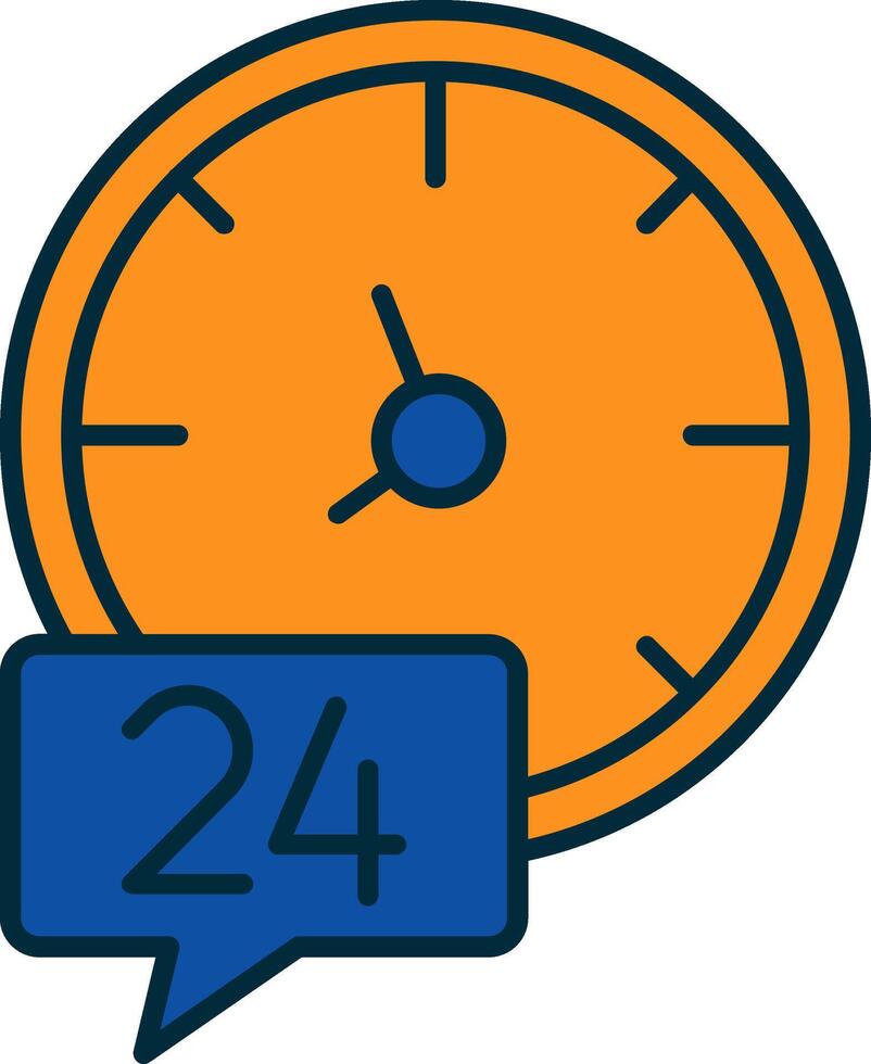 24 Hours Line Filled Two Colors Icon vector