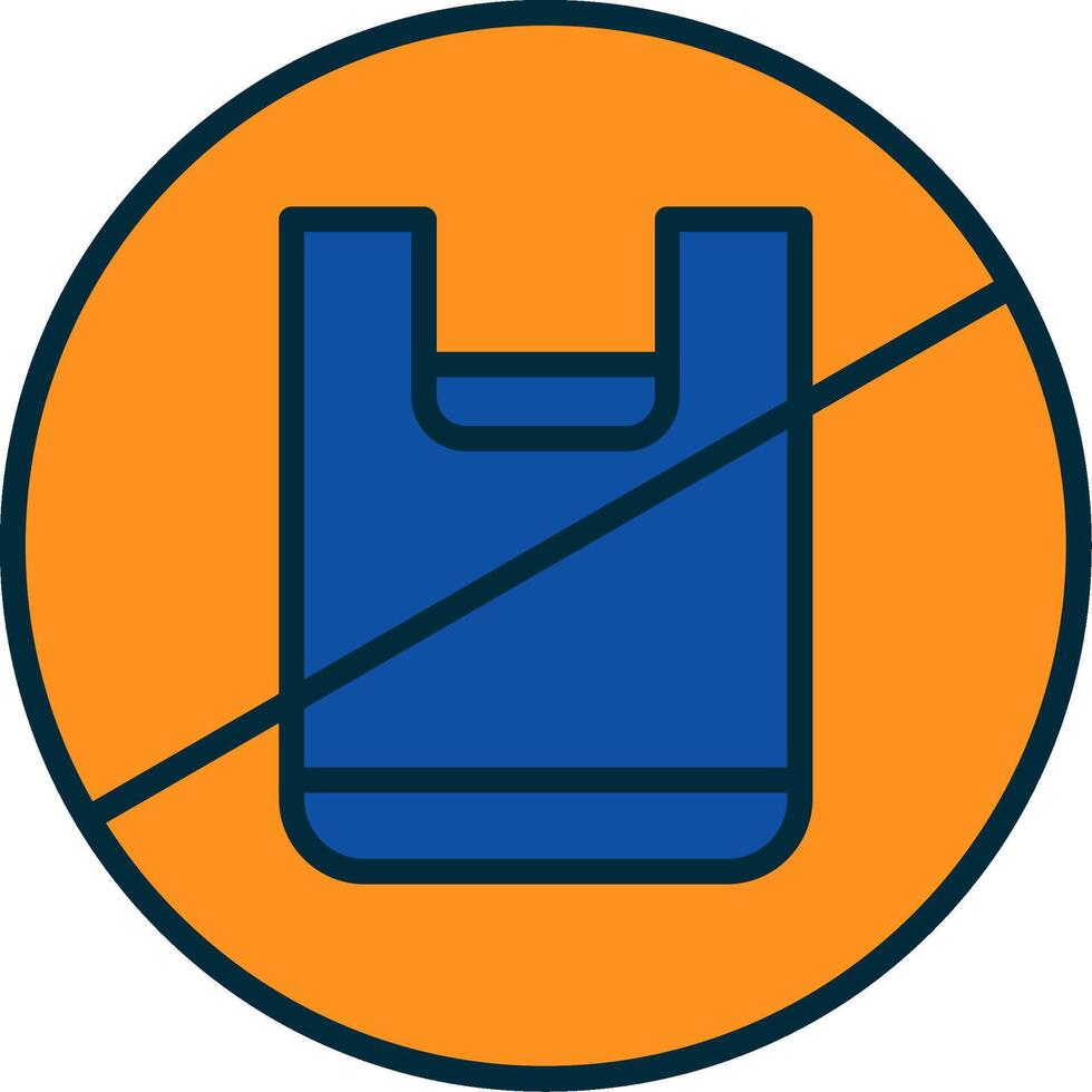 No Plastic Bag Line Filled Two Colors Icon vector