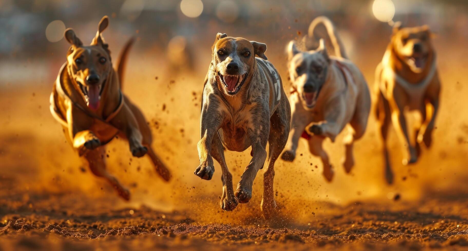 ai generado corriendo galgos en el pista foto