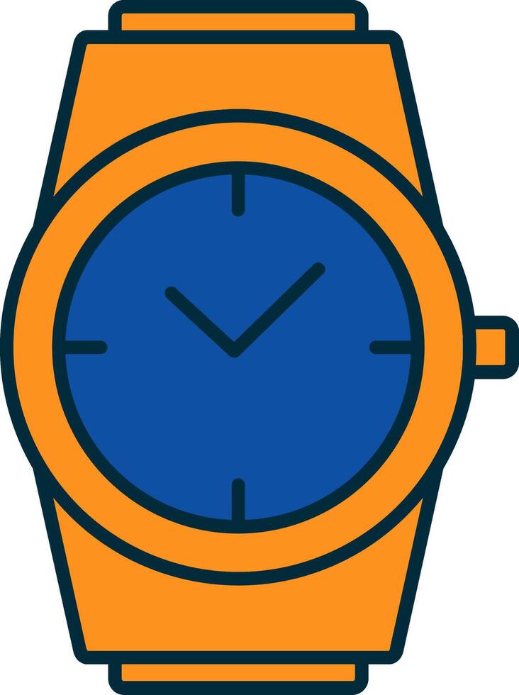 elegante reloj línea lleno dos colores icono vector