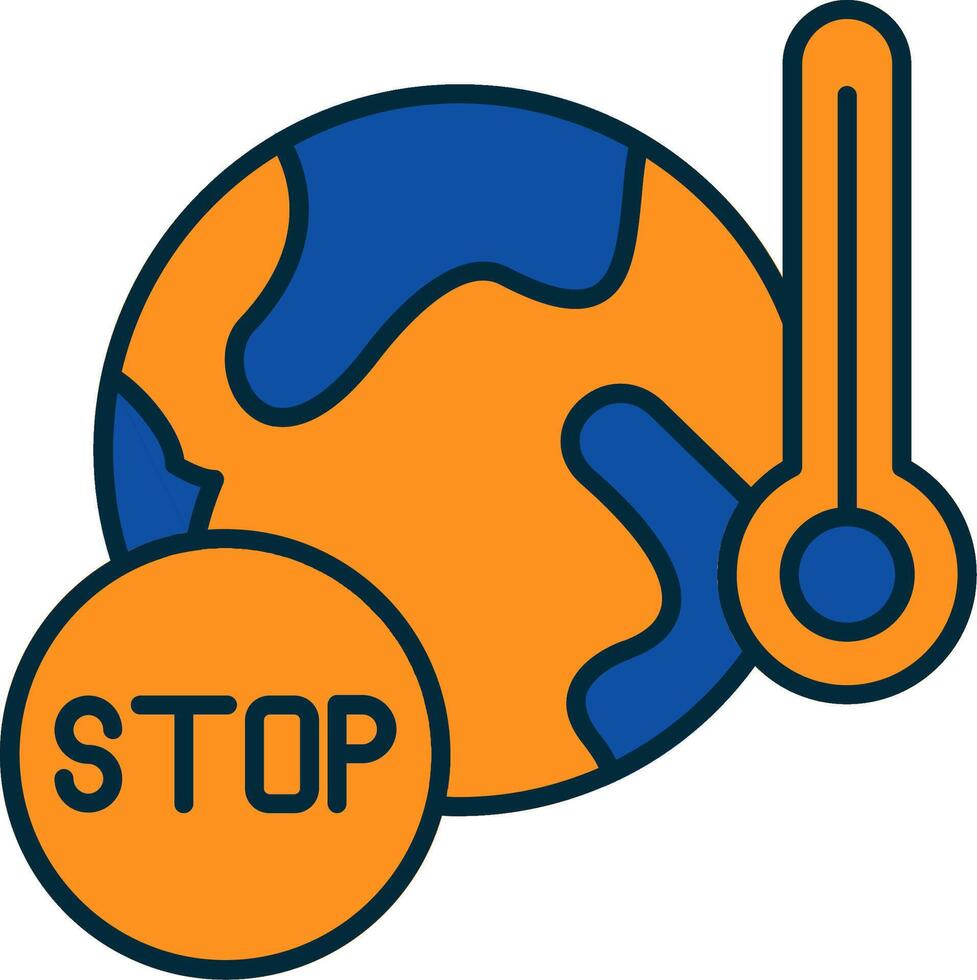 Stop Global Warming Line Filled Two Colors Icon vector
