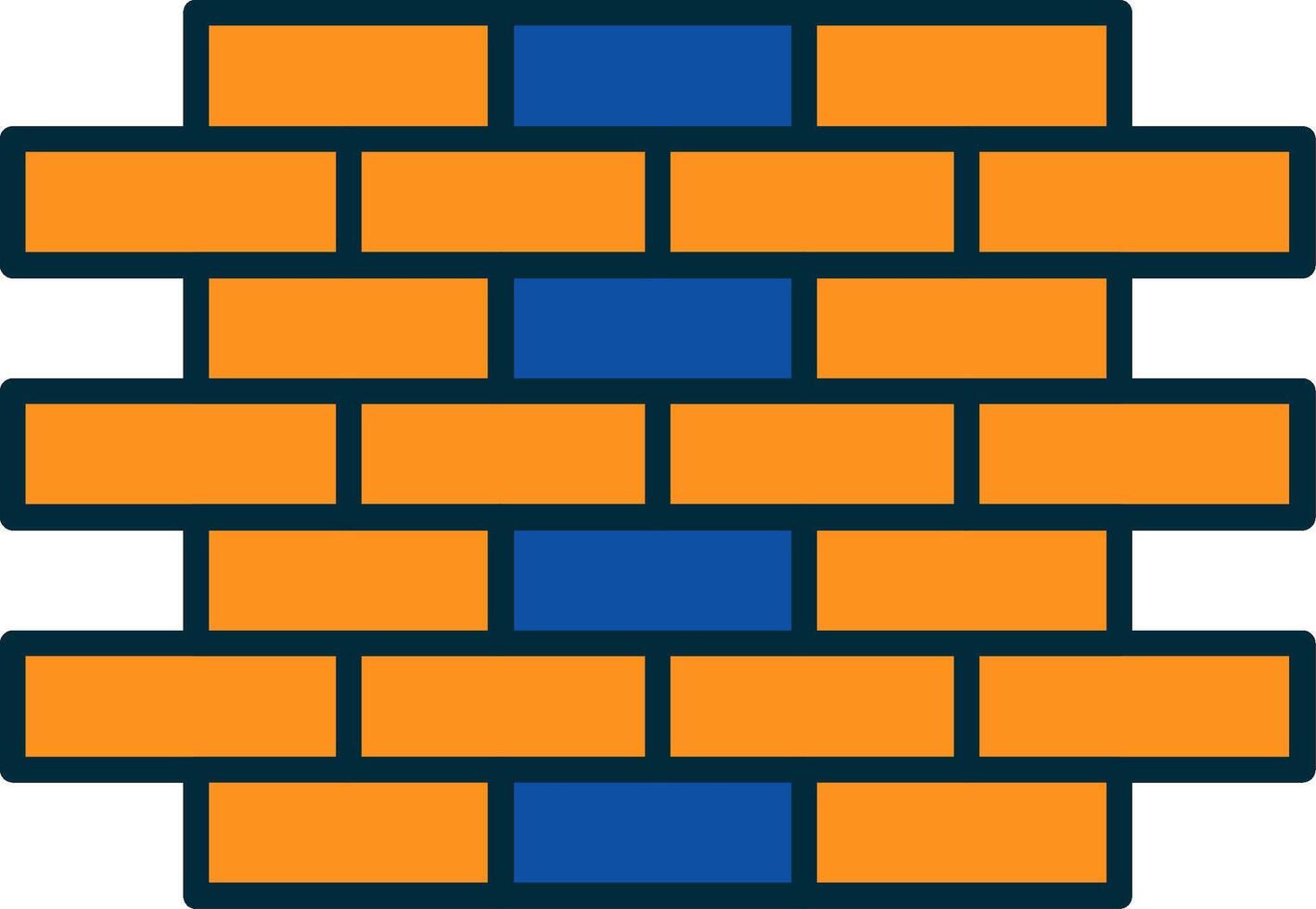 Brick Wall Line Filled Two Colors Icon vector