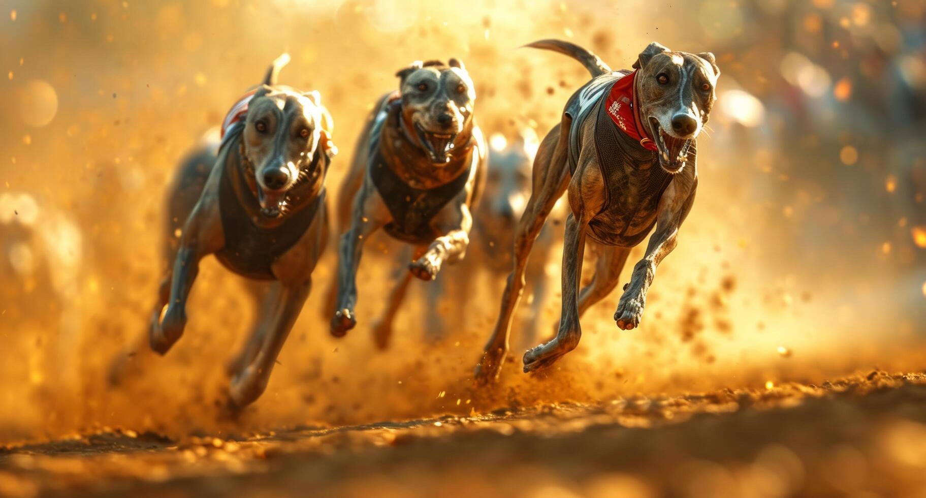 ai generado galgos carrera en un competitivo carrera foto