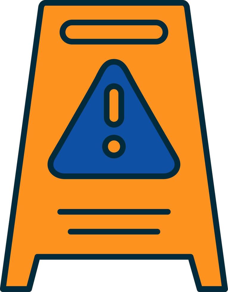 Hazard Sign Line Filled Two Colors Icon vector