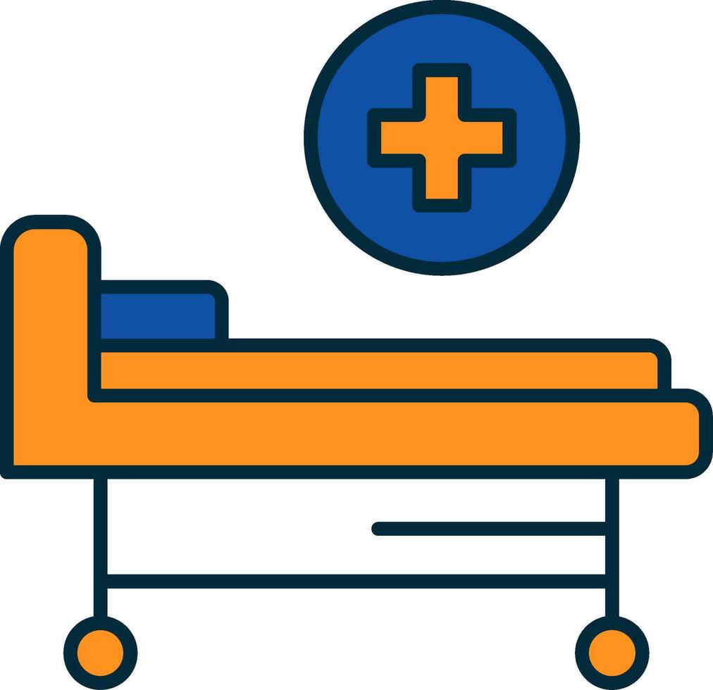 Hospital Bed Line Filled Two Colors Icon vector