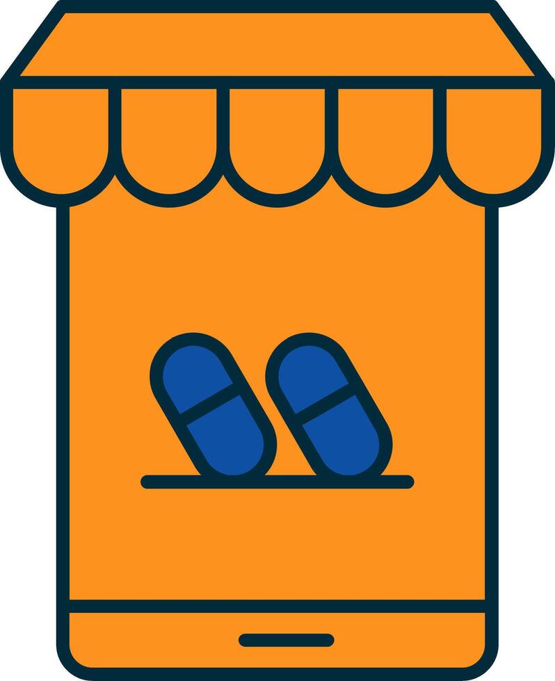 Online Pharmacy Line Filled Two Colors Icon vector